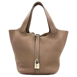 Borsa Hermes Picotin Lock MM in colore Etoupe Gray - Hermès