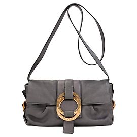 Bulgari Borsa a tracolla in pelle grigia Bvlgari