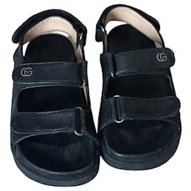 Gucci Black Perforated Leather Sandals
