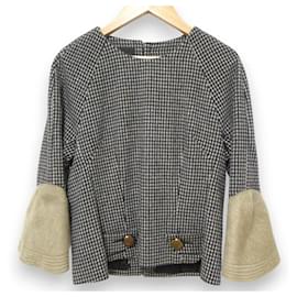 Autre Marque HAUTE Woll-Kaninchenfell-Karo-Strickpullover