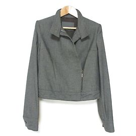 Autre Marque Karl Lagerfeld Bikerjacke aus Wolle und Baumwolle in Cropped-Passform