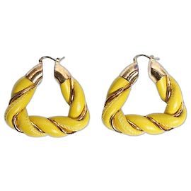 Bottega Veneta Orecchini a cerchio intrecciati in pelle verde