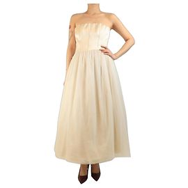 Brunello Cucinelli Trägerloses Tüllkleid in Creme - Größe UK 10