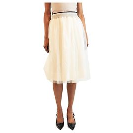 Brunello Cucinelli Falda midi de tul blanco - talla UK 6