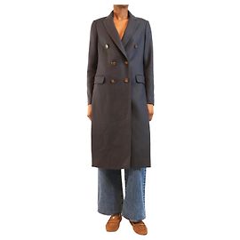 Brunello Cucinelli Navy double-breasted cashmere coat - size UK 8