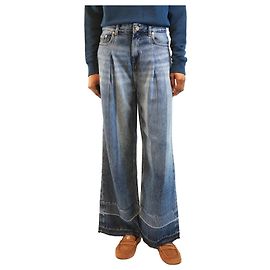 Ganni Jeans de perna larga plissado azul tecido - tamanho UK 6
