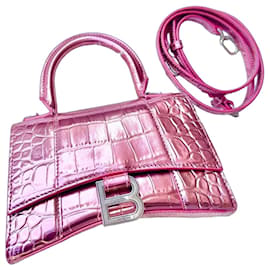 Borsa Balenciaga Hourglass XS Rosa Metallizzato