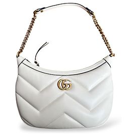 Gucci Marmont Schultertasche aus weißem Leder