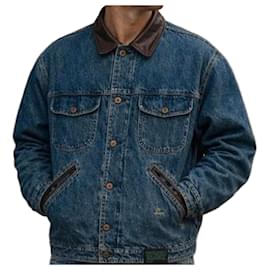 Burberry Giacca in denim con dettagli in pelle