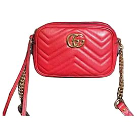 Borsa a tracolla Gucci Marmont Double G - Rosso