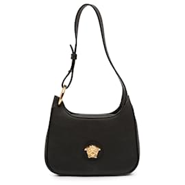 Versace La Medusa Schultertasche aus schwarzem Leder