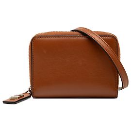 Portafoglio Valentino in pelle marrone con tracolla VLogo
