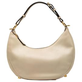 Fendi Marron Petit Sac Hobo en Cuir Fendigraphy