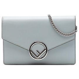 Fendi Gray Leather F Is Fendi Envelope Wallet On Chain