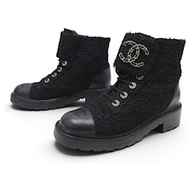 BOTAS CHANEL RANGERS LACE-UP G36424 40 COMBAT BOOTS EN TWEED - Chanel