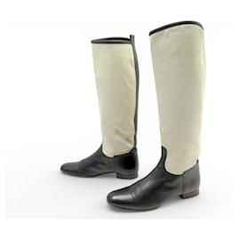 HERMES BARDIGIANO JUMPING REITSTIEFEL 37 LEINEN UND LEDER STIEFEL - Hermès