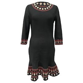 Abito midi con motivo geometrico Alexander McQueen in viscosa nera