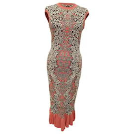 Vestido midi estampado Alexander McQueen en viscosa naranja