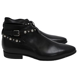  Saint Laurent Jodhpur Studded Ankle Boots in Black Leather