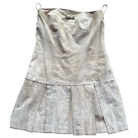 Autre Marque Isaco beiges trägerloses Wildlederkleid mit Rüschen