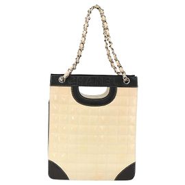 Tote Chanel Chocolate Bar Shopping Quilted Patent Large