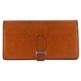 Hermès Bearn Classic Long Wallet aus Epsom-Leder in Orange