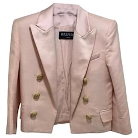Balmain taillierter Blazer aus Baumwolle und Seide, Rosa