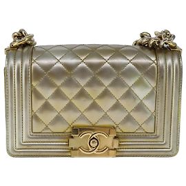 Chanel Boy Flap Quilted Patent Small