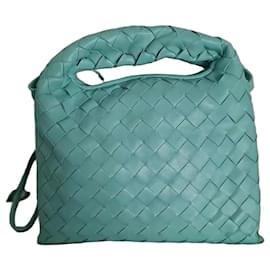 Borsa Bottega Veneta Hop in pelle Intrecciato Turchese