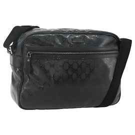 GUCCI GG implementation Shoulder Bag PVC Black Silver 211107 Auth fm5312A