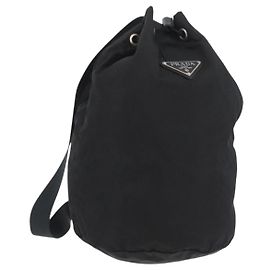 Bolso PRADA Bolso de hombro Nylon Negro Plata Auténtico fm5344