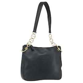 Borsa a Spalla con Catena PRADA in Pelle Blu Navy e Oro Auth 177855A