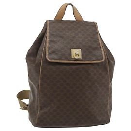 Céline Zaino CELINE Macadam Canvas PVC Pelle Marrone Oro Auth fm5320