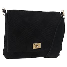 CHANEL Wild Stitch Chain Shoulder Bag Suede Black Gold CC Auth bs34950A