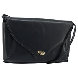 GUCCI Old Shoulder Bag Pelle Blu Navy Oro Auth am11511