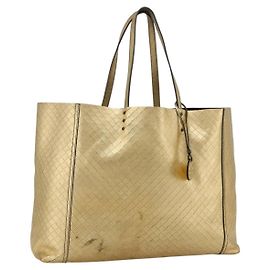 Borsa Tote BOTTEGA VENETA INTRECCIATO in pelle oro Auth bs34545