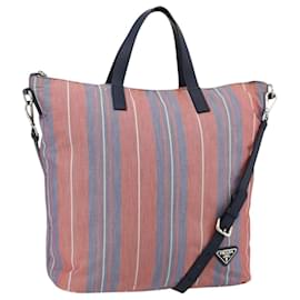 Borsa PRADA in tela e pelle 2way Multicolore Argento Auth ka4243 - Prada