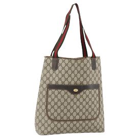 Borsa Tote GUCCI GG Supreme Web Sherry Line PVC Beige Red 16 002 4487 Auth 177774