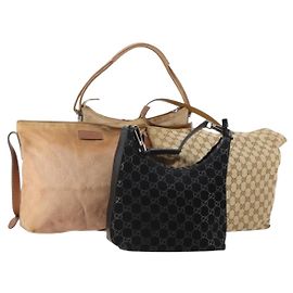GUCCI GG Canvas Guccissima Tasche Wildleder Nylon 4 Set Beige Schwarz Rosa Auth bs34767