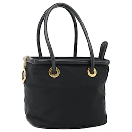 Céline Borsa a mano CELINE Circle Nylon Nero Oro Auth 177318A