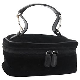 Borsa Vanity GUCCI Horsebit in scamosciato nero con dettagli argento 032 1705 0141 Auth bs34967