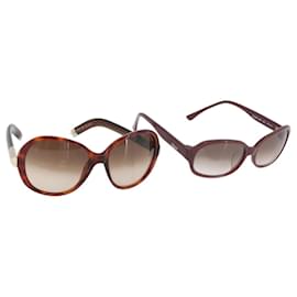 Chloé Gafas de sol Chloe de plástico 2 Set Brown Bordeaux Auth BA12498