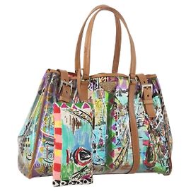 PRADA Handtasche aus Vinyl Multicolour Silber Auth YKZ1299A