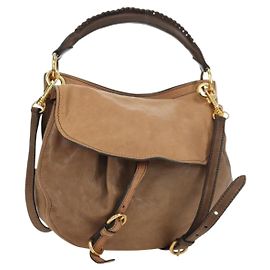 Miu Miu Schultertasche Leder Braun Gold Auth 177730A