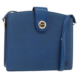 LOUIS VUITTON Epi Capuchin Schultertasche Blau M52345 LV Auth 178487