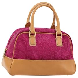 Céline Borsa CELINE C Macadam in tela e scamosciato rosa e oro Auth BA12374