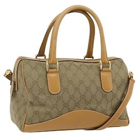 Borsa GUCCI GG Canvas 2way Beige Oro 000 2854 0281 Auth 177485