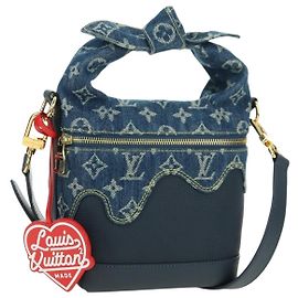 LOUIS VUITTON Monogram Denim Drip Japanese Cruiser Bag Blue M45970 Auth 177977SM