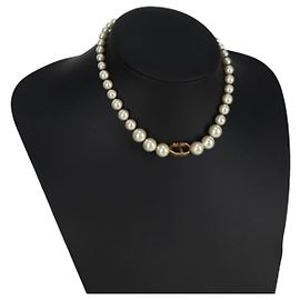 Christian Dior Halskette Perle Weiß Authentisch BA1350