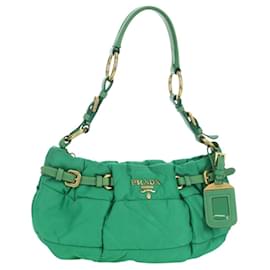 Borsa a Spalla PRADA Nylon Verde Oro Auth 156456